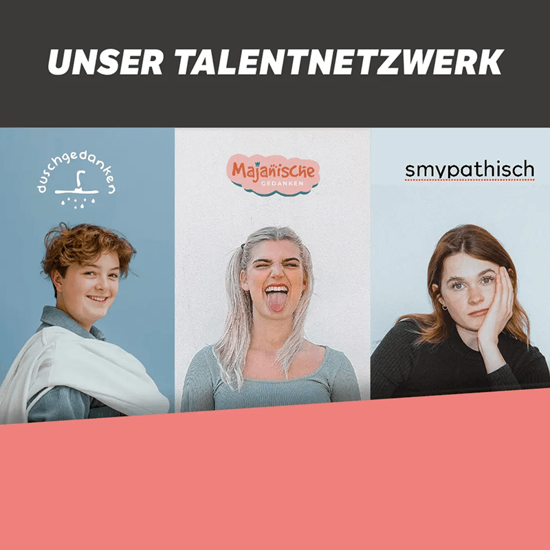 Eine Collage aus Cover-Bildern der funk-Formate 'Kinder Disco', 'duschgedanken', 'Majanische Gedanken', 'smypathisch' und 'aufgeklaert'. Darauf sind jeweils ein Foto der Hosts und der Formattitel abgebildet.